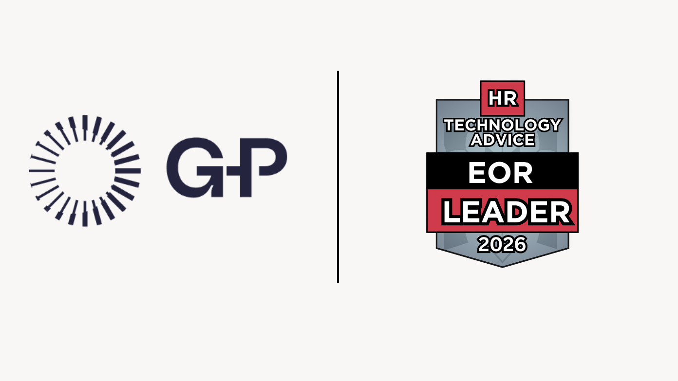 G-P logo alongside the HR Technology Advice EOR Leader 2026 badge.