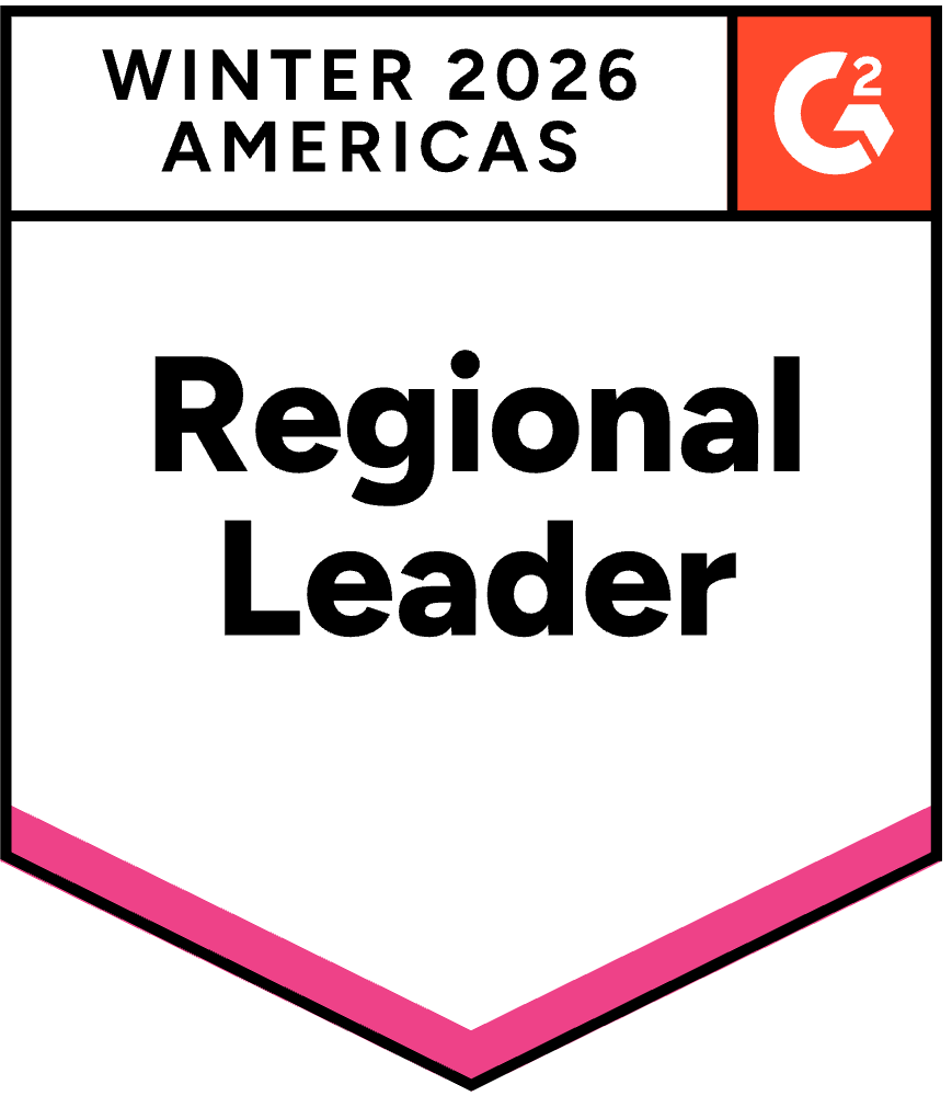 G2 award badge for Winter 2026 Americas Regional Leader
