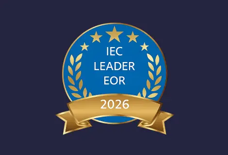 獎章圖形顯示文字 IEC LEADER 雇主雇主 2026​​ 