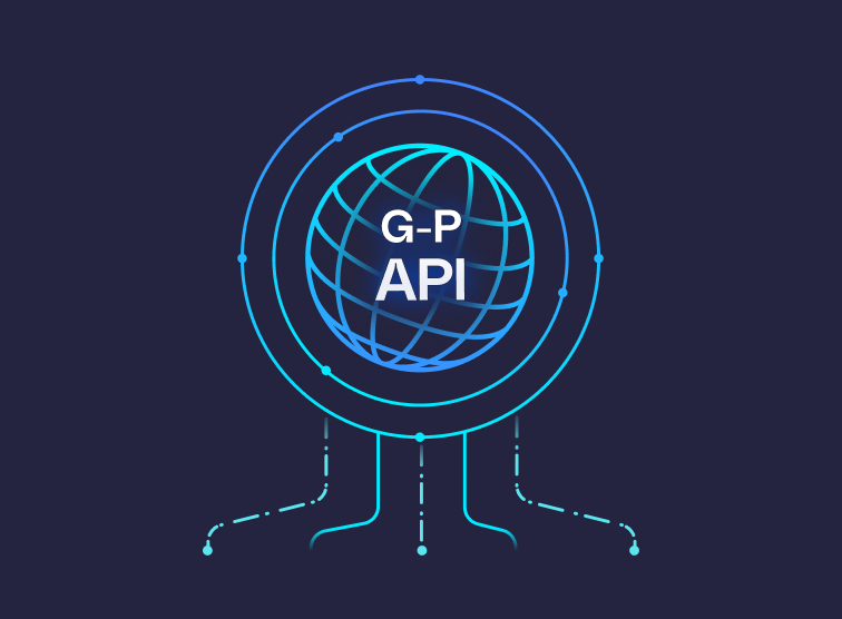 G-P Interface de programmation héros image présentant un globe numérique stylisé et des circuits réseau sur fond sombre.​​ 