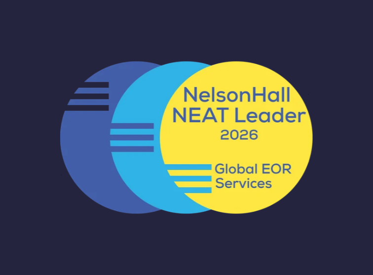 גרפיקה של פרס NelsonHall NEAT Leader 2026 Global Employer of Record Services​​ 